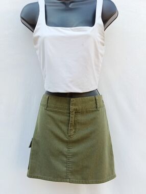 Dickies Olive Green Mini A-Line Utility Skirt